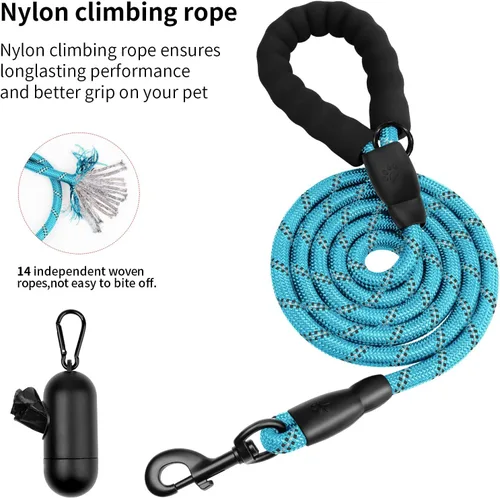 Miniatura 3 de Correa de perro resistente para perros de raza grande, mediana y pequeña, correa de perro reflectante con asa cómoda, correas de cuerda