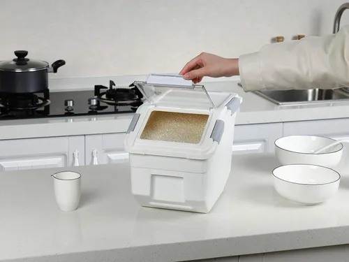 Miniatura 6 de EonTone - Paquete de 4 contenedores de almacenamiento de ingredientes (25 L paquete de 2) (15 L paquete de 2) con ruedas y tapa con traba sellada PP