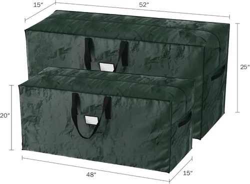 Miniatura 3 de Paquete de 2 bolsas de almacenamiento para árbol de Navidad - Bolsas impermeables para árboles artificiales desarmados de 17 pies, guirnaldas