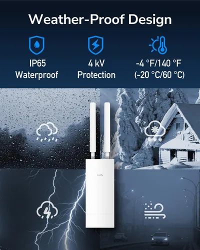 Miniatura 4 de Cudy Enrutador de módem 4G LTE Cat 4 para exteriores desbloqueado con ranura para tarjeta SIM, WiFi AC1200, EC25, IP65, antenas desmontables