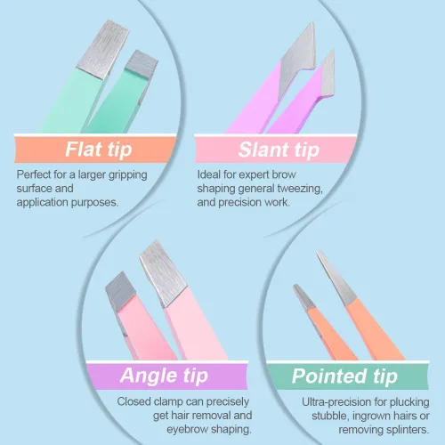Miniatura 3 de TsMADDTs Pinzas para cabello facial para mujer, juego de pinzas de precisión con estuche de viaje, acero inoxidable con tijera, espejo