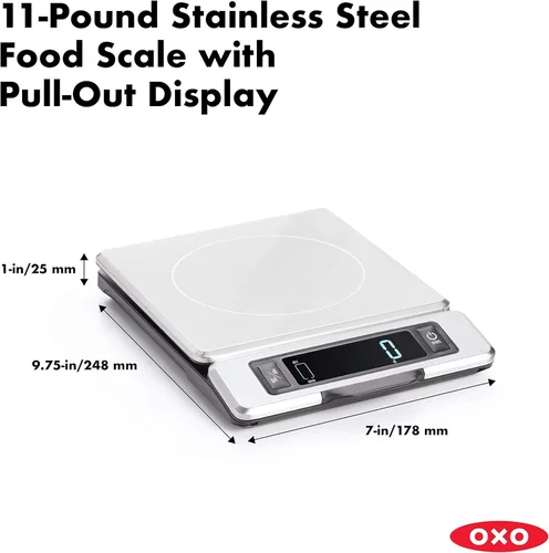 Miniatura 3 de OXO Good Grips - Báscula de alimentos de acero inoxidable de 11 libras con pantalla extraíble y OXO Good Grips - Molinillo de ensalada grande, 6.22