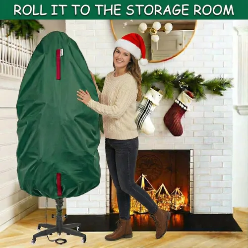Miniatura 8 de Bolsa de almacenamiento vertical para árbol de Navidad - Se adapta a árboles artificiales de 3 pies de Navidad y topiario, cubierta vertical Verde