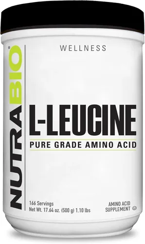 NutraBio L-leucina 100% pura, recuperación y apoyo muscular, aminoácido de forma libre fermentada naturalmente, vegano, sin OMG, sin gluten, (17.64