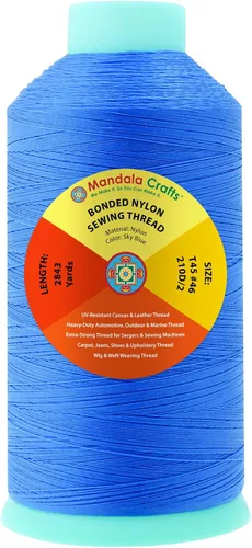 Miniatura 400 de Mandala Crafts - Hilo de nailon para coser cuero, tapicería, mezclilla y para trenzar el pelo; resistente, 1500 yardas, tamaño 69 T70 Marrón