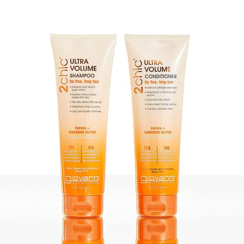 Miniatura 7 de GIOVANNI 2chic Acondicionador de ultra volumen, fórmula voluminizadora diaria con papaya y mantequilla de mandarina, promueve el control sin
