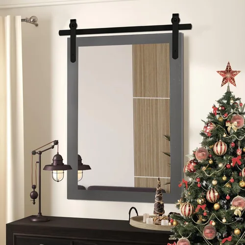 Miniatura 14 de PAIHOME Espejo de Baño Blanco Grande, Espejo Cuadrado Rústico Horizontal de Granja para Pared, Espejos de Tocador con Marco de Madera, Decoración