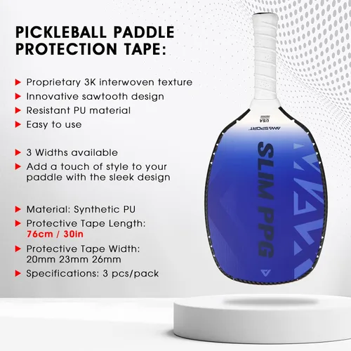 Miniatura 5 de PICKLETECH Cinta de protección de paleta de pickleball - Textura entretejida de poliuretano 3K - Protector de borde de cabeza de remo - Cinta de 3K