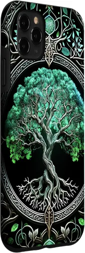 Miniatura 3 de Funda para iPhone 11 Pro Max Tree Of Life Yoga espiritual celta vikinga, verde y negro