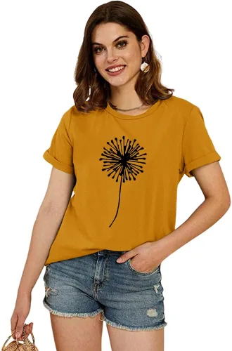 Miniatura 2 de Cicy Bell - Camiseta de manga corta para mujer, de verano, estampada con lindo gráfico de diente de león