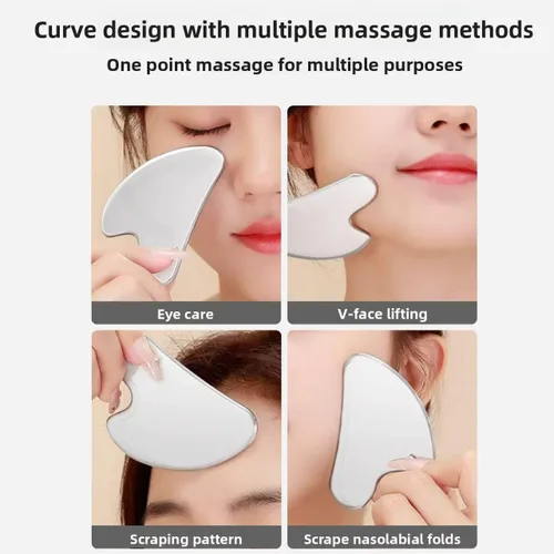 Miniatura 4 de Gua Sha - Herramientas faciales de acero inoxidable Guasha para cara, metal Gua Sha, aprieta la piel, herramienta de belleza para ojos corporales