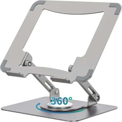 SOUNDANCE Soporte para laptop con base giratoria de 360°, elevador ergonómico para computadora para escritorio, altura ajustable multiángulo, Gris