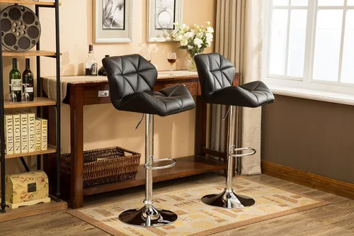 Miniatura 5 de Roundhill Furniture PC190BK Glasgow taburetes de bar con altura ajustable, Metal, Negro