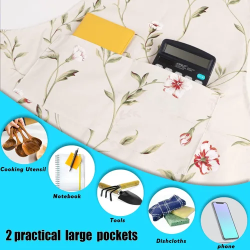 Miniatura 4 de LOLOMLO Delantal de algodón de lona de gran tamaño, delantales extra grandes con correa larga, cuello ajustable, resistente al desgarro, delantales