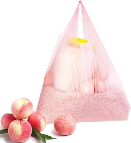 Miniatura 6 de LazyMe Bolsas para camisetas, bolsas de plástico rosas con asas para comestibles y venta al por menor, Bolsas de plástico para negocio, 12x20