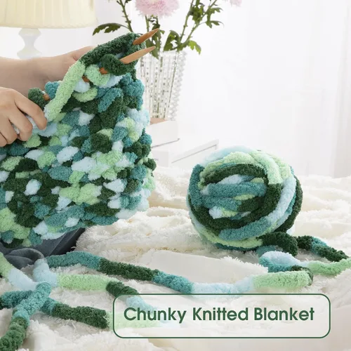 Miniatura 5 de HOMBYS Paquete de 8 hilos gruesos gigantes para tejer a ganchillo/tejer a mano, súper voluminosos, grandes, suaves, esponjosos, tie dye de felpa