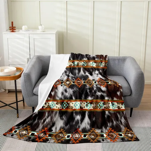 Miniatura 18 de Manta azteca con diseño tribal africano, con diseño de animales de granja, manta mullida con diseño de animales de granja y atrapasueños de tribu