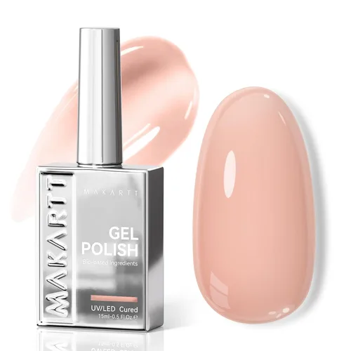 Makartt Esmalte de uñas de gel Jelly Bright Nude de 0.5 fl oz (0.5 fl oz), sin hema, neutro, nude, efecto translúcido, efecto translúcido, remojar