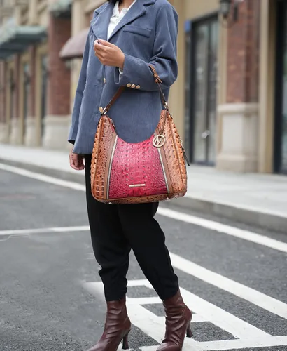 Miniatura 4 de MKF Collection Bolso Hobo para mujer - Bolso de mano de cuero vegano con asa superior de cocodrilo en relieve