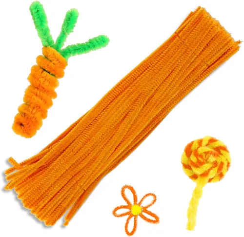 100 piezas de limpiadores de tuberías con tallo de chenilla, juego de limpiadores de tubería naranja para manualidades y decoraciones DIY, tallos de
