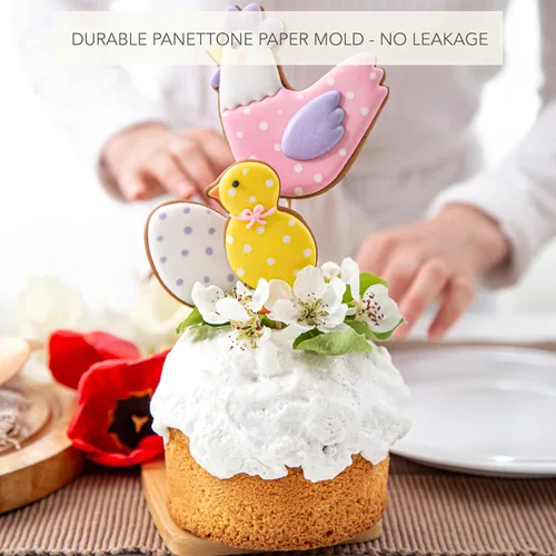 Miniatura 3 de Molde de papel para panettone premium mediano - 18 oz Molde desechable para panettone de 5 pulgadas 500 g - 12 unidades de formas para hornear paska