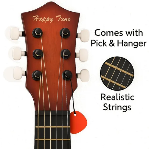 Miniatura 2 de Guitarra acústica de 23 pulgadas, guitarra de juguete de 6 cuerdas para niños, cuerdas de acero realistas, primer instrumento musical para Caoba