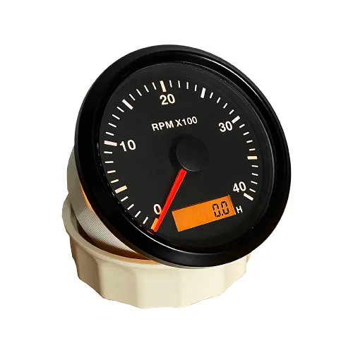 Miniatura 2 de ELING Tacómetro universal RPM de 3.346 in 0-4000 RPM con medidor de hora ajustable con retroiluminación roja o amarilla 9-32 V Negro+Negro