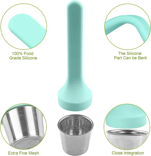 Miniatura 3 de Infusor de té, filtro de taza de té de malla extra fina, mango de silicona, colador de té de acero inoxidable, suelto, más empinado para té de hojas