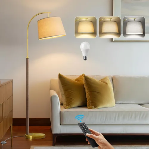 Miniatura 20 de G-SAFAVA Lámparas de pie de madera real para sala de estar, dormitorio, 62.5 pulgadas, lámpara moderna de mediados de siglo, lámparas de arco alto