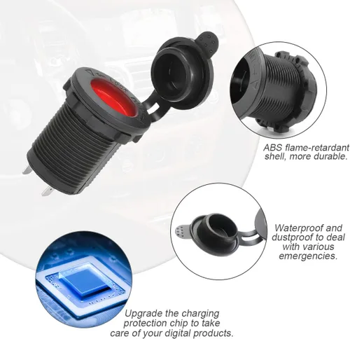 Miniatura 2 de Enchufe de encendedor de cigarrillos de automóvil de 12 V/24 V, enchufe de enchufe de enchufe de enchufe de enchufe de encendedor a prueba de polvo