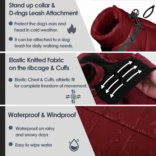 Miniatura 3 de AOFITEE - Abrigo para perros, impermeable, chaqueta para invierno, cálido traje completo para perros, abrigo de invierno para perros pequeños