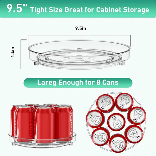 Miniatura 3 de Optish Paquete de 4 organizadores Lazy Susan, tocadiscos Lazy Susan de 9.5 pulgadas para gabinete, organizador de refrigerador para organizadores