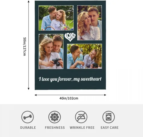 Miniatura 3 de Manta personalizada con foto, manta personalizada con imagen para regalos de pareja, mantas de franela personalizadas para adultos, niños