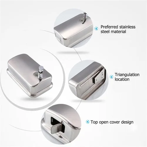 Miniatura 2 de Dispensador de jabón montado en la pared para baño, dispensador de líquido comercial de pared de acero inoxidable dispensador de desinfectante