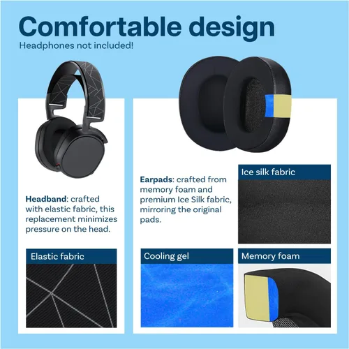 Miniatura 3 de MMOBIEL - Almohadillas de repuesto para auriculares inalámbricos SteelSeries Arctis 7/9/Pro y Prime, etc. – Almohadillas de gel refrescante