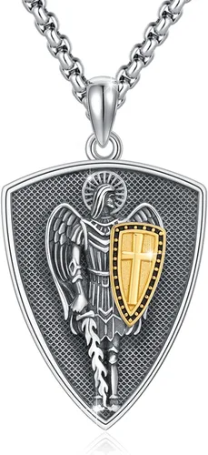 Miniatura 45 de Collar de plata de ley 925 con medalla de San Patrón, colgante de protección católica, amuleto, joyería religiosa para hombres y mujeres
