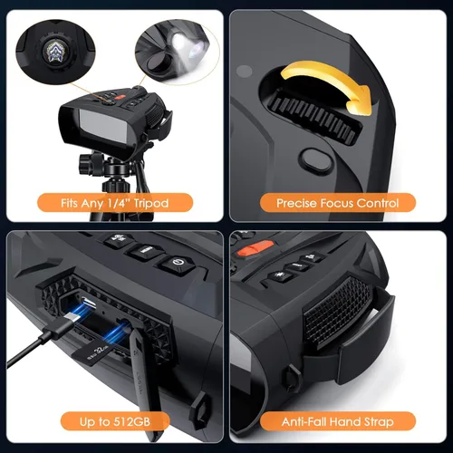 Miniatura 7 de Binoculares de visión nocturna, gafas de visión nocturna 4K para adultos con 7 niveles de IR, batería recargable de 5000 mAh, tarjeta TF de 32 GB