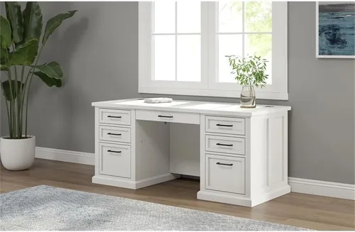 Miniatura 2 de Escritorio ejecutivo moderno de madera para oficina, totalmente montado, color blanco