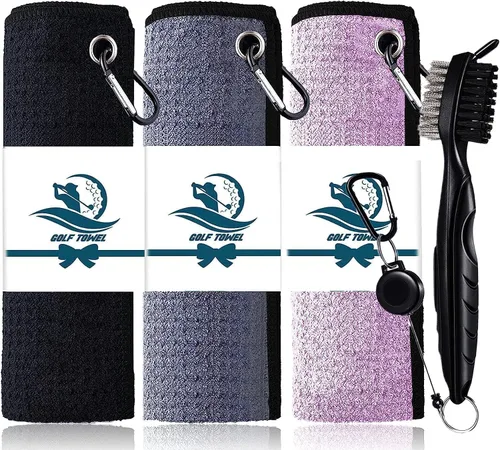 Miniatura 10 de FINGER TEN Toalla de golf de microfibra para bolsas de golf para hombres y mujeres con clip de 15.7 x 15.7 pulgadas, juego en gris, negro, azul