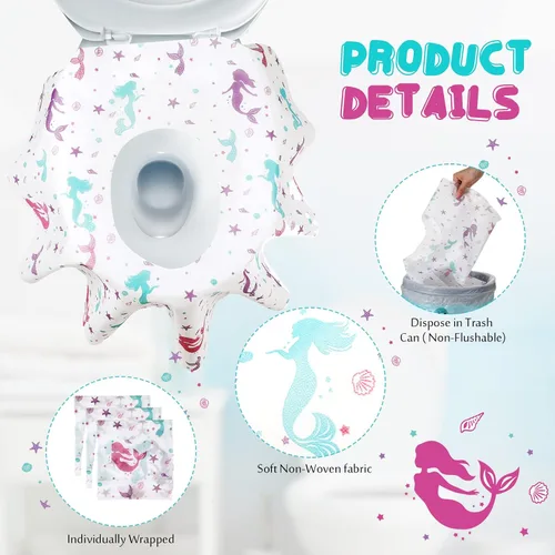 Miniatura 3 de Kosiz 50 fundas de asiento de inodoro desechables extra grandes para niños y adultos en baños públicos, fundas de asiento de inodoro portátiles