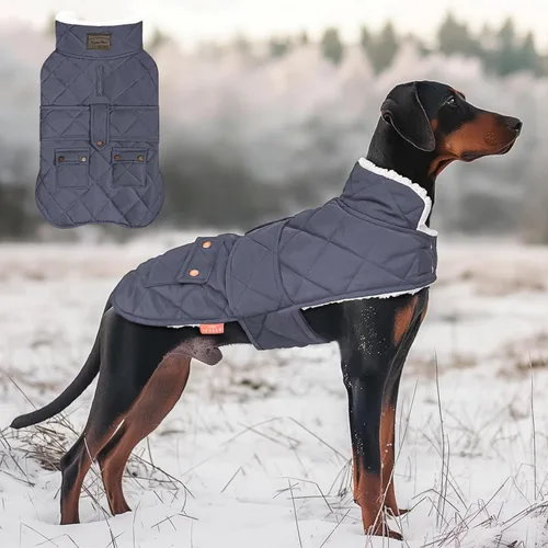Miniatura 13 de KYEESE Abrigo para Perros Cálido Abrigo de Invierno Acolchado para Mascotas con Agujero para la Correa Chaqueta Suave para Perros con Bolsillo