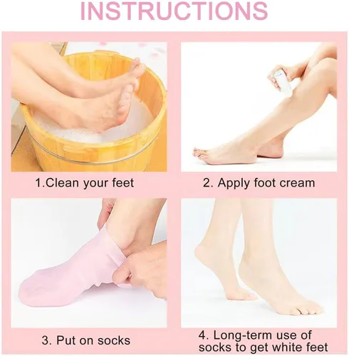 Miniatura 5 de 2 pares de calcetines hidratantes suaves de silicona, calcetines hidratantes para piel seca y dura agrietada, calcetines de gel de spa hidratantes