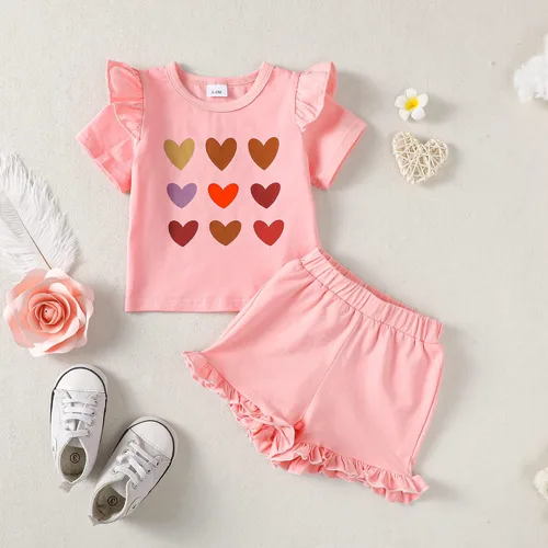 Miniatura 6 de Mioglrie Ropa para bebé niña con volantes y pantalones cortos, conjunto de ropa para niñas pequeñas