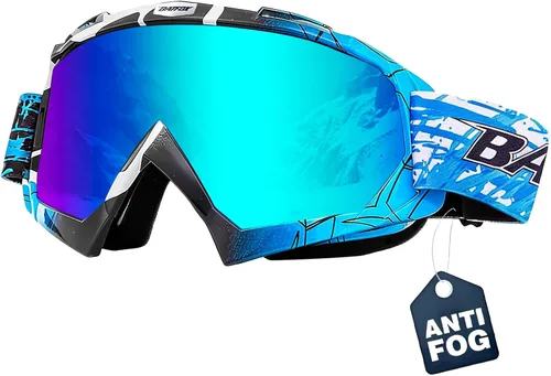 Gafas de esquí antivaho OTG para adultos y niños, gafas de snowboard con 100% protección UV y ajuste antideslizante para esquí