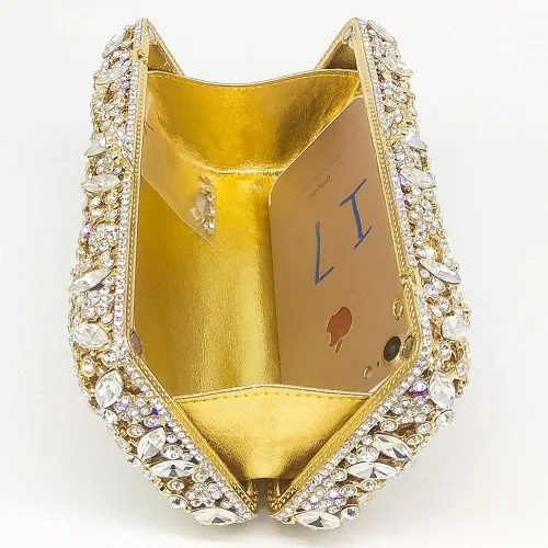 Miniatura 4 de Bolsos de noche con diseño de copo de nieve para mujer para boda boda novia con cristales