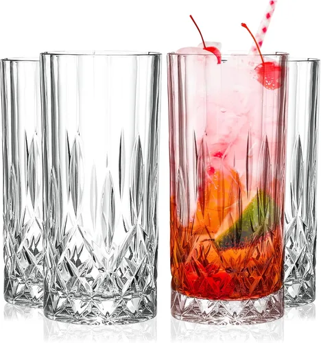 Miniatura 8 de Barski Vasos de whisky con diseño de rocas dobles a la antigua, juego de 2 vasos de cristal DOF, para whisky, bourbon, para agua, bebidas, 10.5