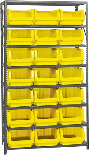 Miniatura 400 de Quantum QSBU-245BK Heavy Duty Shelving Unit with (7) Shelves and (24) QUS245 Black Bins for Garage Warehouse Storage Distribution 400 lb Load