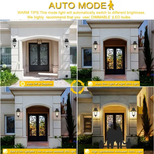 Miniatura 2 de Iluminación exterior del anochecer al amanecer, luces modernas con sensor de movimiento para exteriores, luces de pared impermeables