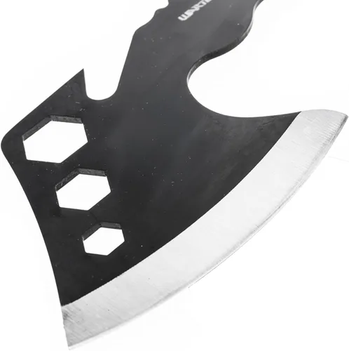 Miniatura 6 de ASR Outdoor Hacha de acero de espiga completa de 12 pulgadas con gancho de tripa, agujeros hexagonales, mango y funda de paracaídas, color negro