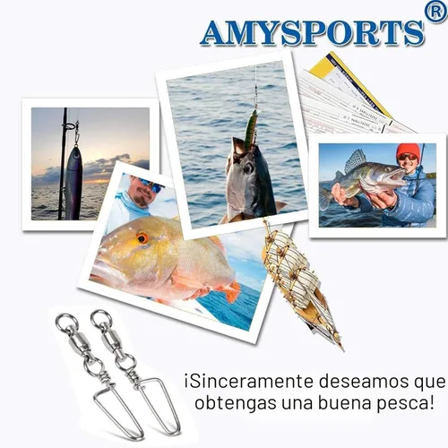 Miniatura 7 de AMYSPORTS Eslabones giratorios de alta resistencia para pesca - Cojinetes de bola de acero inoxidable - Pesca en agua salada y agua dulce